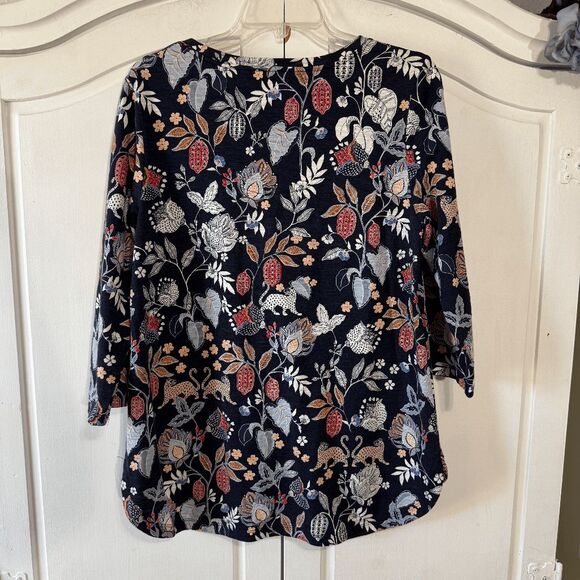 Chico's Navy Print Knit Top, Size Medium‎ - Picture 2 of 7